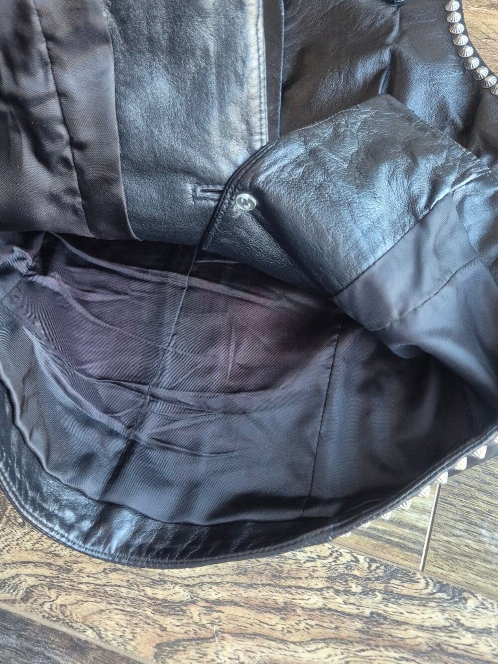 Double D Rance 100% Leather Studded Western Vest Silver Button Black - Picture 12 of 16